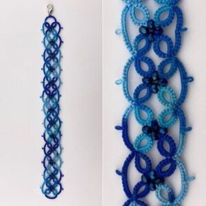 Tatted Blue Bracelet with Beading